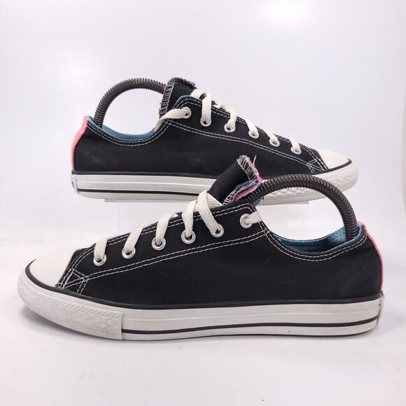 Converse All Star Low Lace Up Shoe Youth Girls Size 6 637308F Black Pink White - Picture 5 of 9